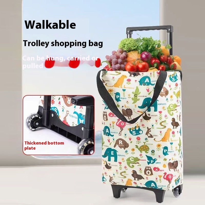 Bold Trolley Shopping Cart Foldable Household Cartoon Animal Beige 0 - Tophatter Daily Deals