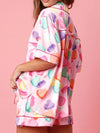 Printed Button Up Top and Shorts Lounge Set Loungewear Sets - Tophatter Daily Deals