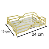Gold Metal Mirrored Vanity Tray For Perfume And Candles | Glass Mirror Tray 24cm Trinket Tray - Tophatter Daily Deals