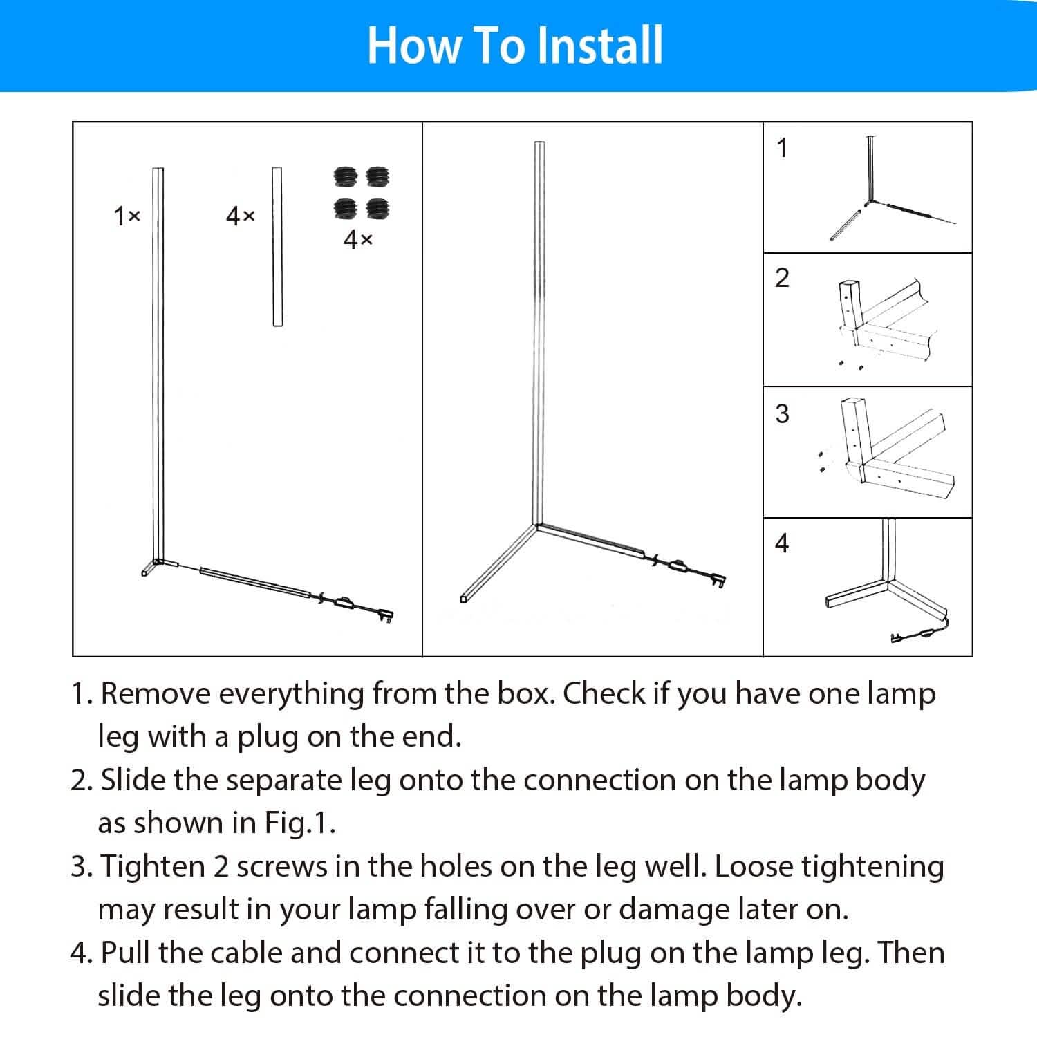 56" Floor LED Light Standing Lamp Indoor Lighting - Tophatter Daily Deals