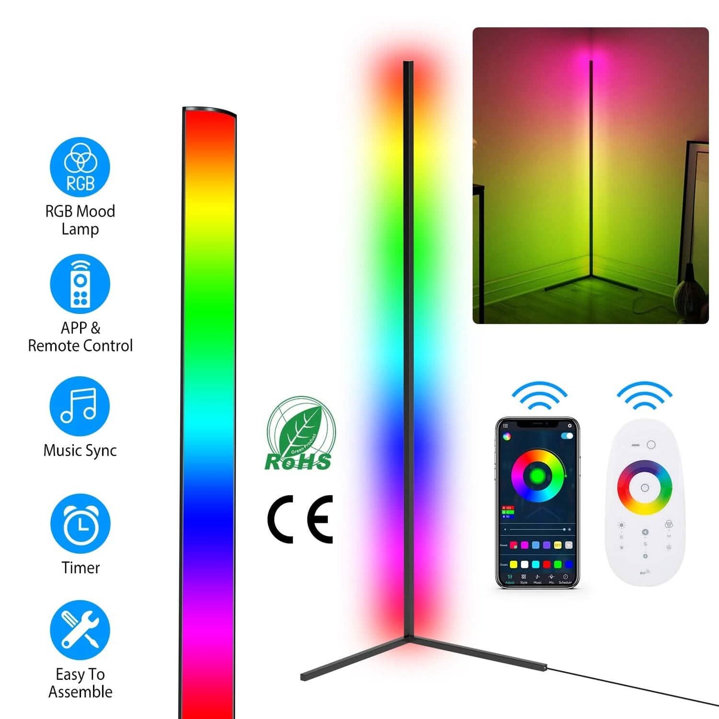 56" Floor LED Light Standing Lamp Indoor Lighting - Tophatter Daily Deals