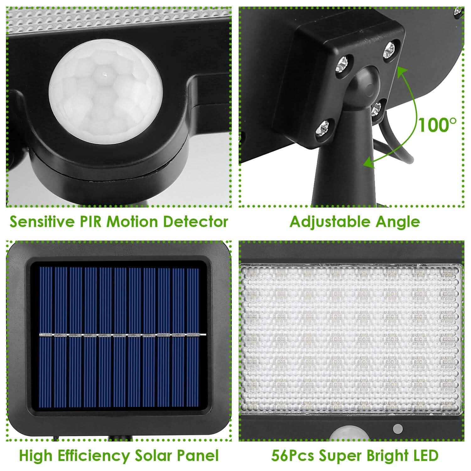 56 LEDs Outdoor Solar Security Flood Light Outdoor Lighting - Tophatter Daily Deals
