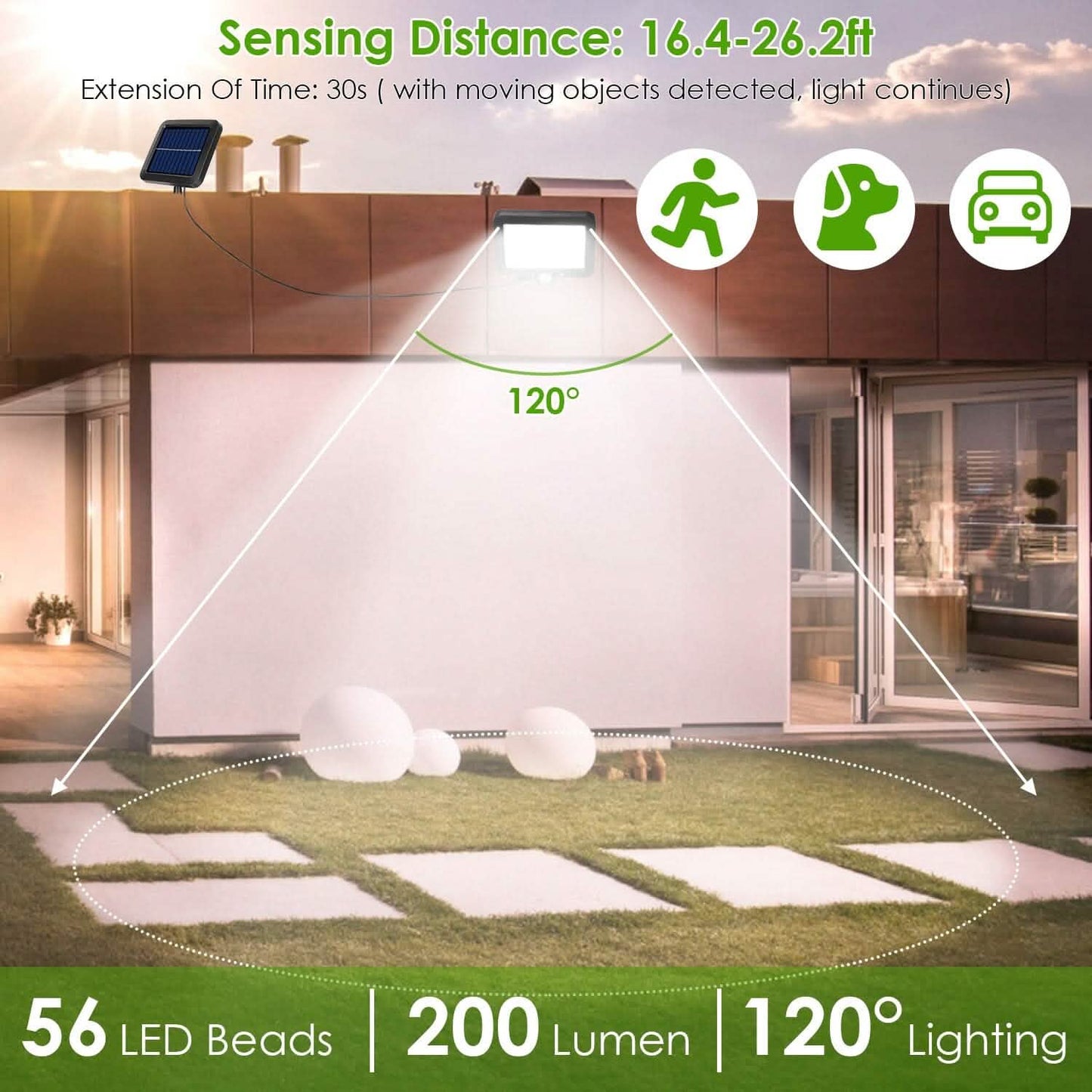 56 LEDs Outdoor Solar Security Flood Light Outdoor Lighting - Tophatter Daily Deals