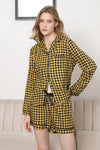 Plaid Long Sleeve Shirt and Shorts Lounge Set Loungewear Sets - Tophatter Daily Deals