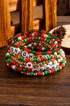 Fiery Red HO HO HO MERRY Beaded Multi-Layer Bracelet Fiery Red ONE SIZE 100%PMMA Bracelets - Tophatter Daily Deals