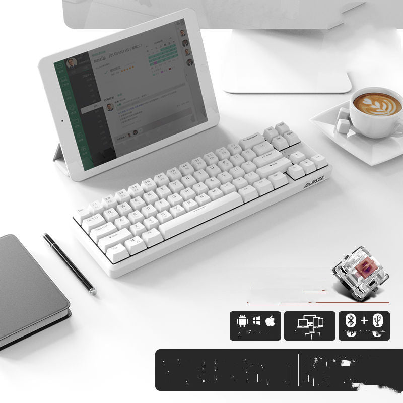 Blackmail k870t wireless Bluetooth wired dual mode mechanical keyboard 87 key RGB office game mobile phone tablet 6B 0 - Tophatter Daily Deals