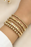 Gold 5Pcs Plated Cube Beaded Bracelet Set Gold ONE SIZE Alloy Bracelets - Tophatter Daily Deals