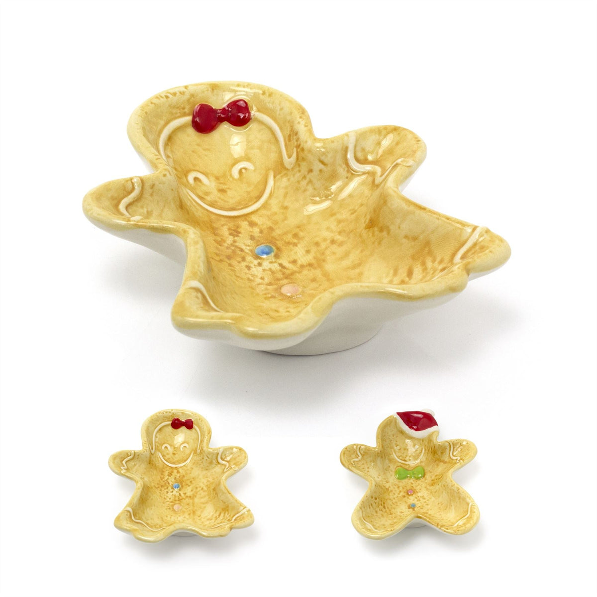 Ceramic Gingerbread Cookie Shaped Christmas Snack Bowl | Festive Serving Dish Bowl - Tophatter Daily Deals