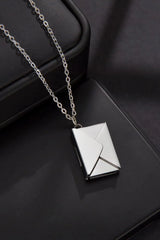 Envelope Pendant Stainless Steel Necklace Silver One Size Necklaces - Tophatter Daily Deals