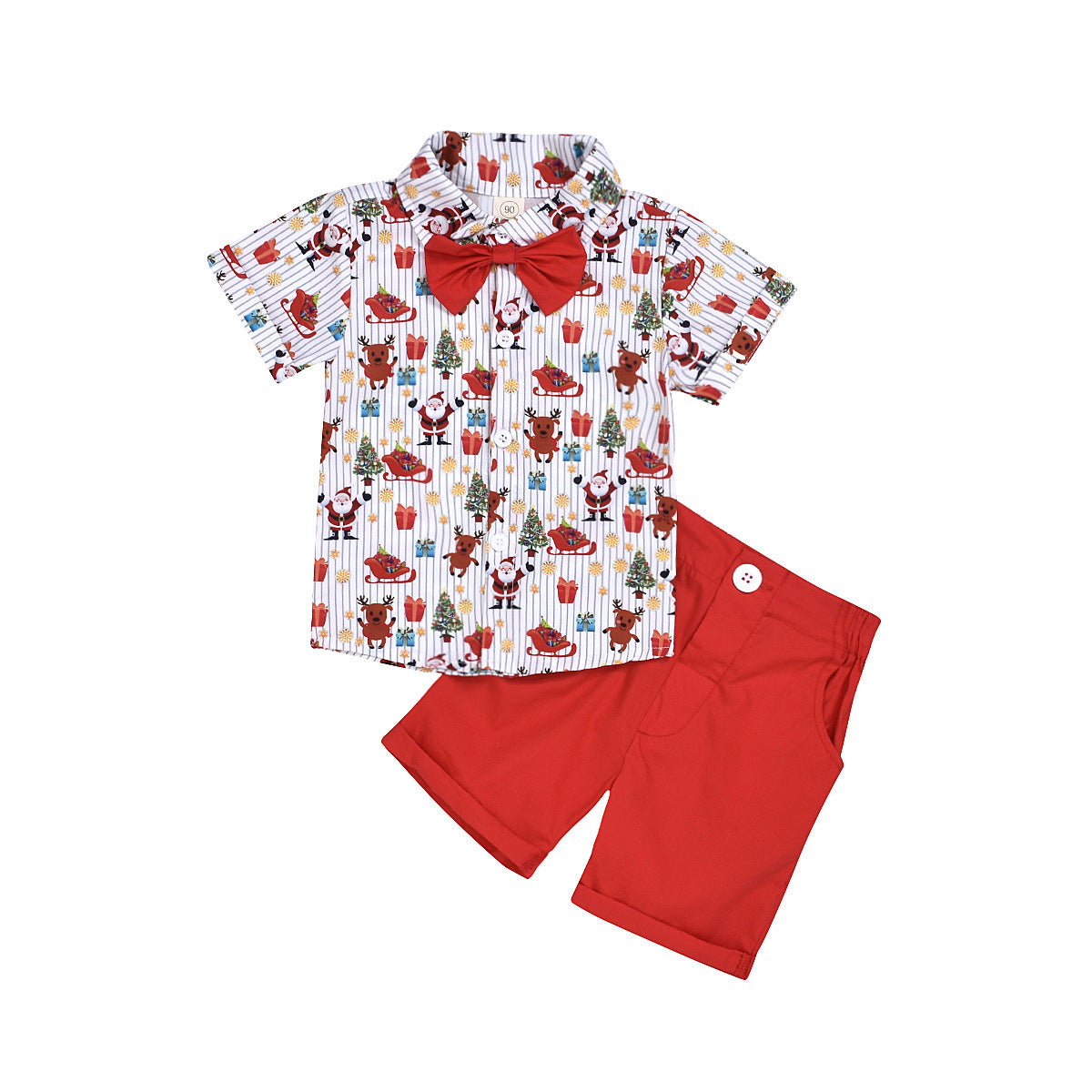 boy clothing set bow christmas print 0 - Tophatter Daily Deals
