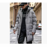 Warm Men's Long Puffer Coat - Hooded Quilted Cotton, Urban 3D Changing Face Moving Picture Frame - Tophatter Daily Deals