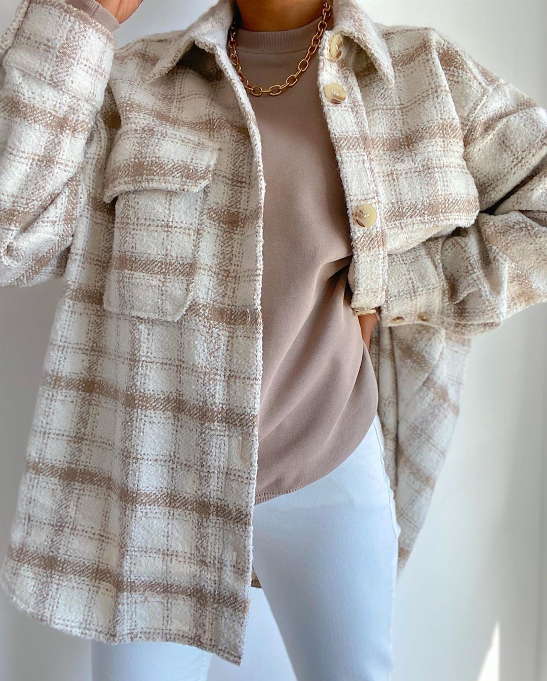 Oversized Womens Long Coat - Shirt Style, Tweed, For City 3D Changing Face Moving Picture Frame - Tophatter Daily Deals