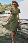 Tassel Tie Flutter Sleeve Dress Army Green Casual Dresses - Tophatter Daily Deals