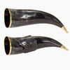 Brass Adorned Medieval Drinking Horn 16 oz with Leather Holster - TOPHATTER'S ARMORY DEALS Collectible Weapons - Tophatter Daily Deals