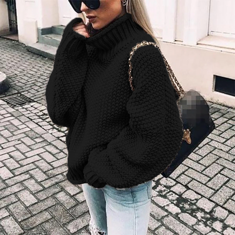 Oversized Women Turtleneck Sweater - Chunky Knit, Winter Black 3D Changing Face Moving Picture Frame - Tophatter Daily Deals