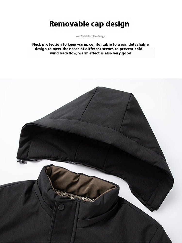 Insulating Men’s Down Parka - Hooded Corduroy, Winter Ready 3D Changing Face Moving Picture Frame - Tophatter Daily Deals