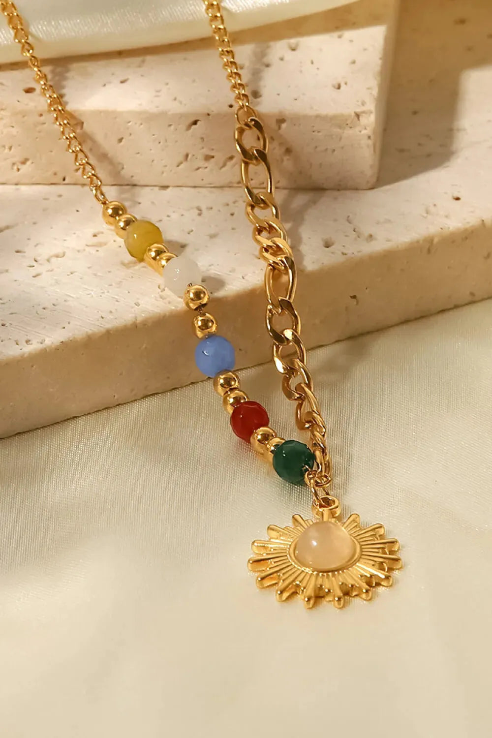 Opal Sun Shape Pendant Necklace Necklaces - Tophatter Daily Deals