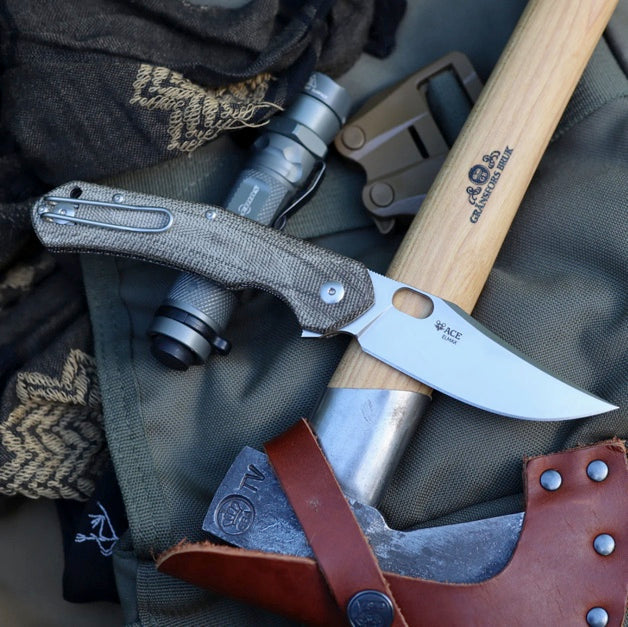 GiantMouse ACE Jutland - Green Canvas Micarta - ELMAX Collectors - Tophatter Daily Deals