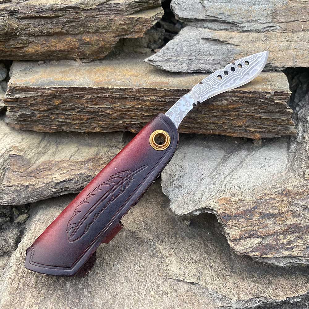Damascus Steel Nepal Knife With Leather Case - Tophatter Daily Deals