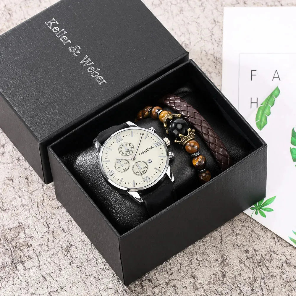 Gift Box Set Men's Quartz Watch Bracelet Fashion Ollie Bracelets - Tophatter Daily Deals