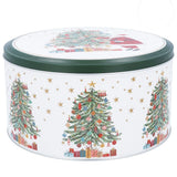Christmas Tree Cake Tin | Round Metal Festive Cookie Storage Tin 24 x 12cm Tin - Tophatter Daily Deals