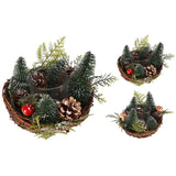 Christmas Tree Tealight Candle Holder | Pinecone & Toadstool Centrepiece - 12cm Candle Holder - Tophatter Daily Deals