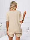 Notched Short Sleeve and Shorts Lounge Set Loungewear Sets - Tophatter Daily Deals