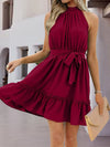 Frill Tied Mock Neck Sleeveless Dress Casual Dresses - Tophatter Daily Deals