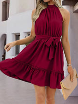 Frill Tied Mock Neck Sleeveless Dress Casual Dresses - Tophatter Daily Deals