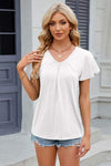 V-Neck Short Sleeve T-Shirt White Women's T-Shirts - Tophatter Daily Deals