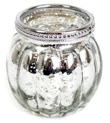 Antique Silver Ribbed Candle Pot Tealight Holder 8cm x 7cm Candle Holder - Tophatter Daily Deals