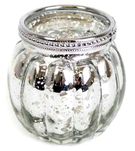 Antique Silver Ribbed Candle Pot Tealight Holder 8cm x 7cm Candle Holder - Tophatter Daily Deals