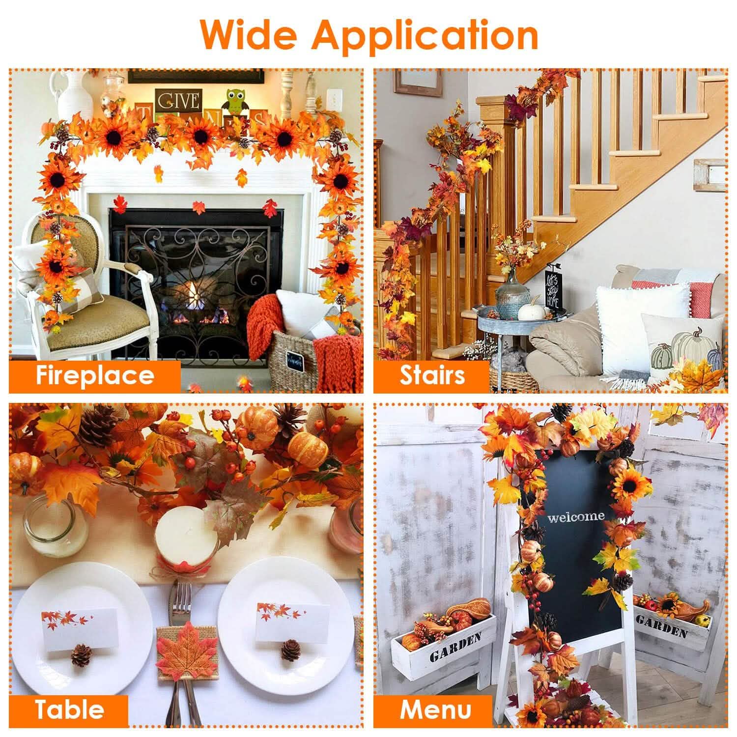 5.6ft Artificial Maple Leaf Garland Hanging Plant Vine Furniture & Decor - Tophatter Daily Deals