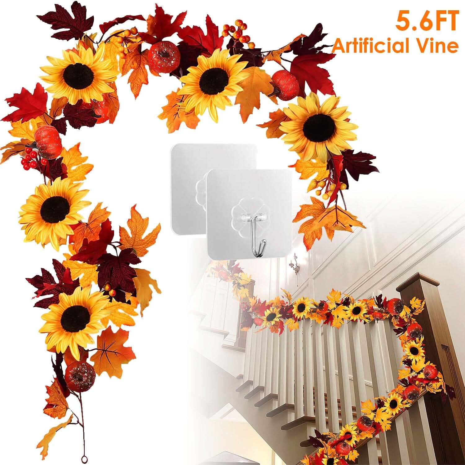 5.6ft Artificial Maple Leaf Garland Hanging Plant Vine Furniture & Decor - Tophatter Daily Deals