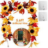 5.6ft Artificial Maple Leaf Garland Hanging Plant Vine Furniture & Decor - Tophatter Daily Deals