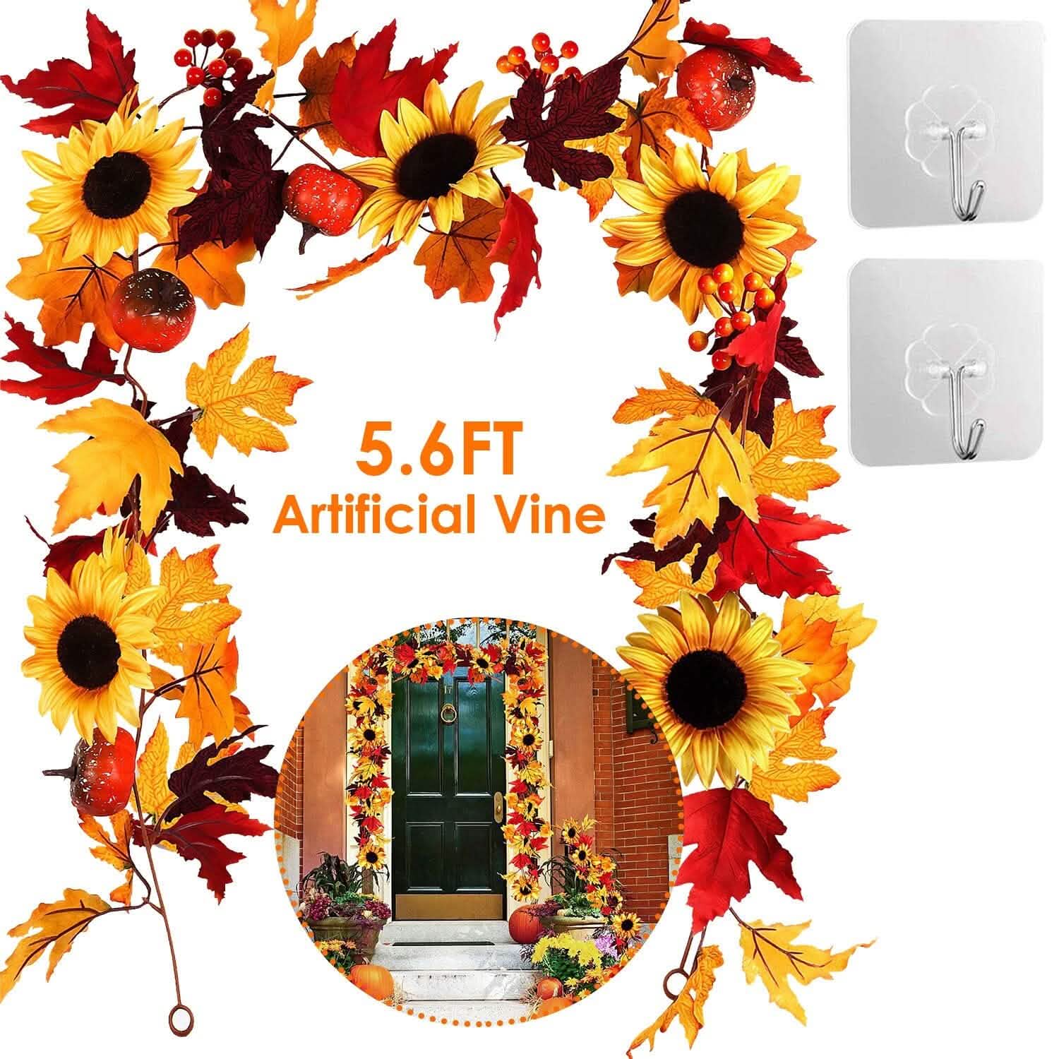 5.6ft Artificial Maple Leaf Garland Hanging Plant Vine Furniture & Decor - Tophatter Daily Deals