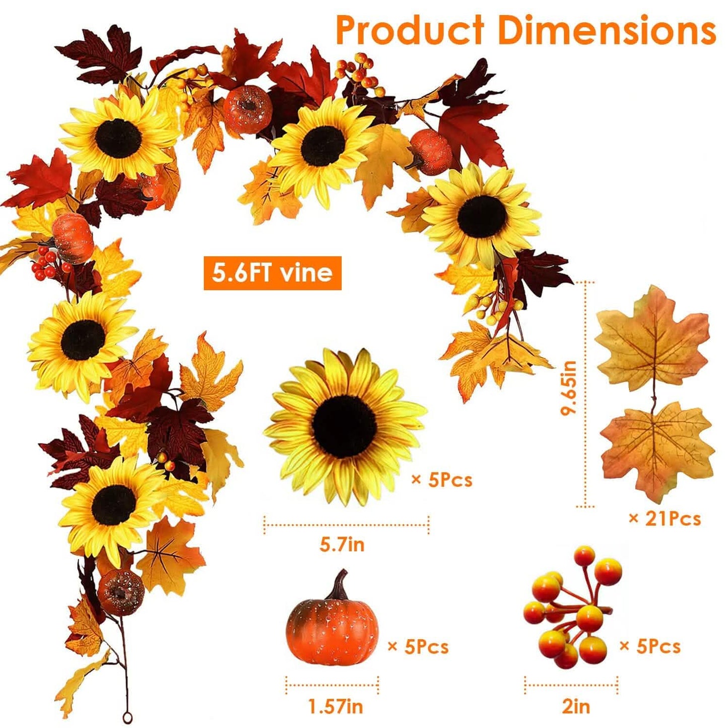 5.6ft Artificial Maple Leaf Garland Hanging Plant Vine Furniture & Decor - Tophatter Daily Deals