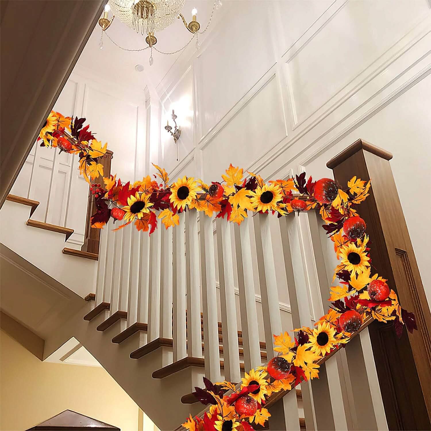 5.6ft Artificial Maple Leaf Garland Hanging Plant Vine Furniture & Decor - Tophatter Daily Deals