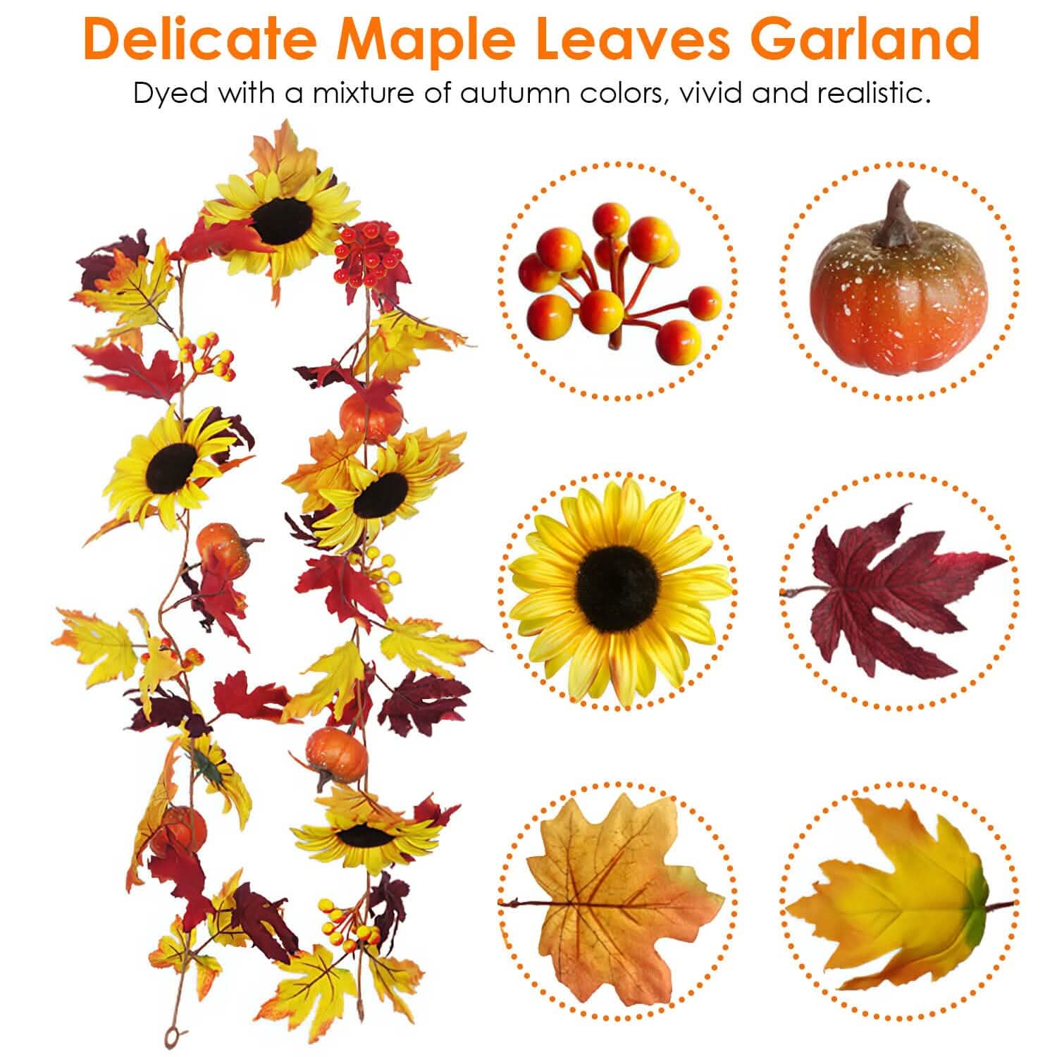 5.6ft Artificial Maple Leaf Garland Hanging Plant Vine Furniture & Decor - Tophatter Daily Deals