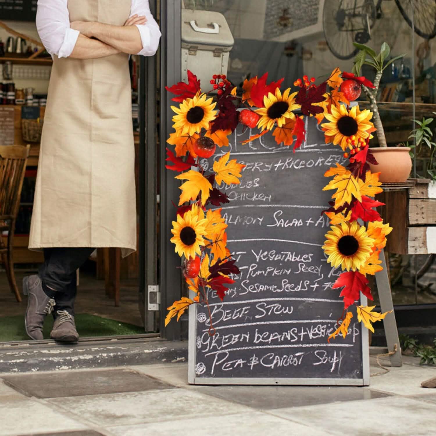 5.6ft Artificial Maple Leaf Garland Hanging Plant Vine Furniture & Decor - Tophatter Daily Deals