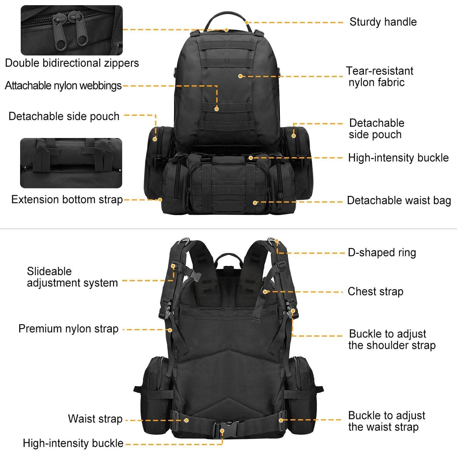 56L Military Tactical Backpack Tactical & Self Defense - Tophatter Daily Deals