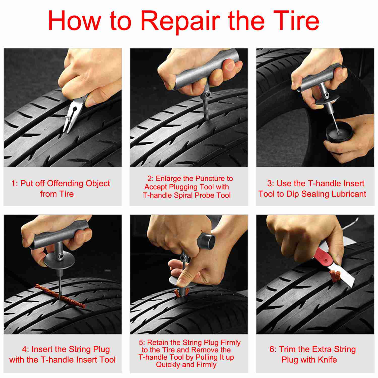 57-Piece: Universal Tire Repair Kit Automotive - Tophatter Daily Deals