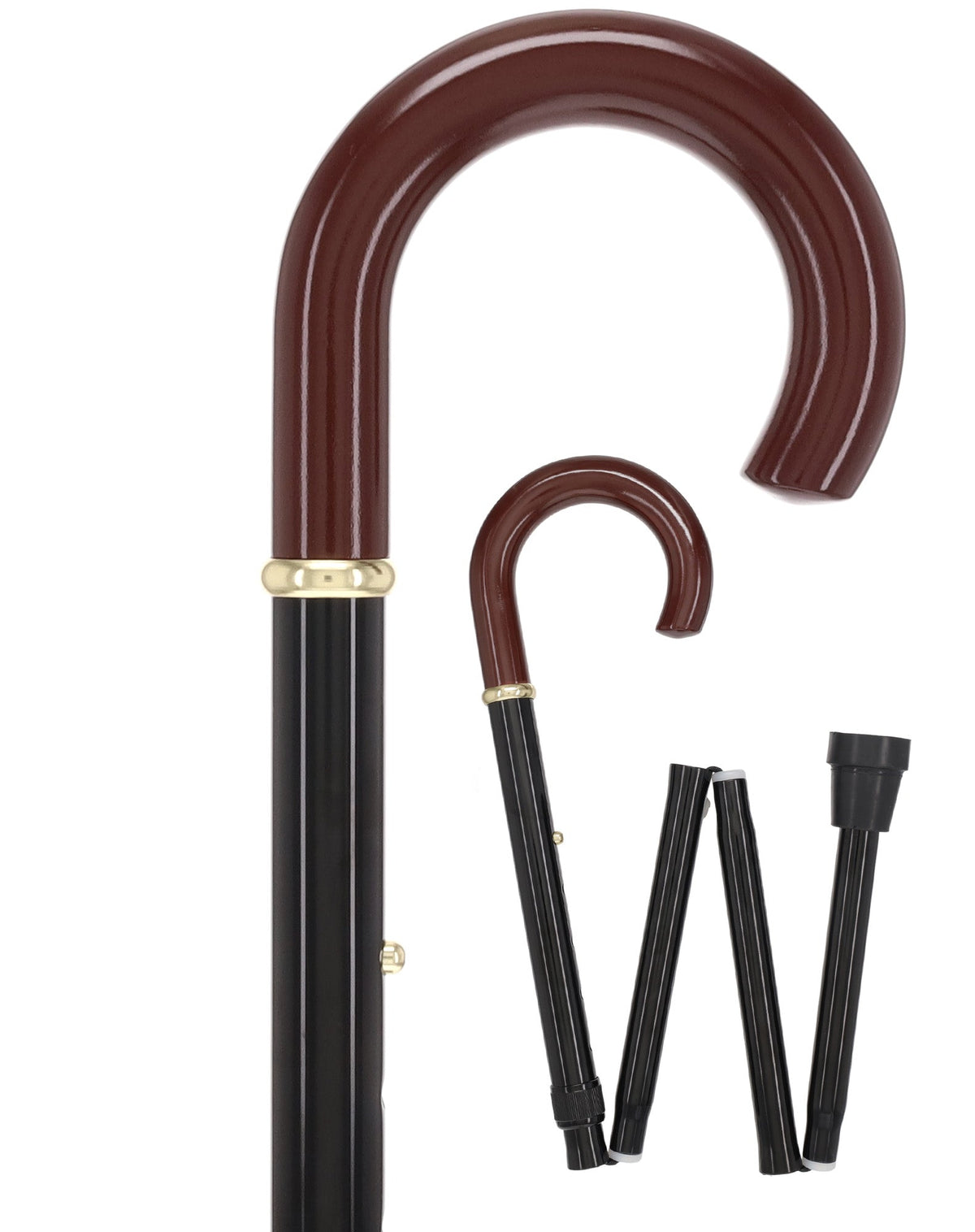 Folding Cane: Solid wood Crook Handle & aluminum shaft Folding Canes - Tophatter Daily Deals