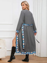 Floral Tie Front Long Sleeve Robe Sleep Dresses - Tophatter Daily Deals