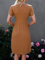 Round Neck Petal Sleeve Dress Casual Dresses - Tophatter Daily Deals