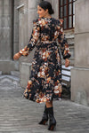 Floral Surplice Tie Front Ruffle Hem Midi Dress Casual Dresses - Tophatter Daily Deals