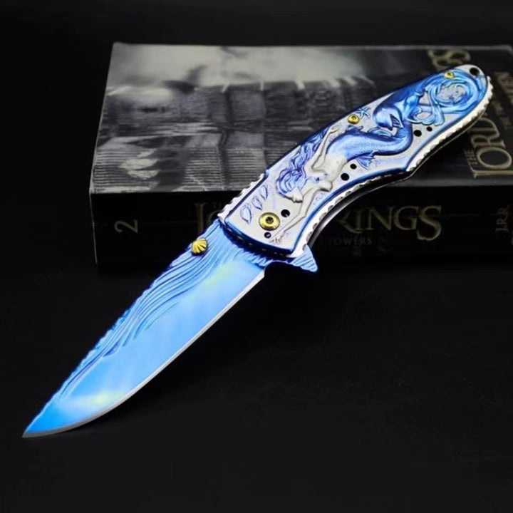 3D Printed Mermaid Camping Knife with Belt Clip Blue - Tophatter Daily Deals