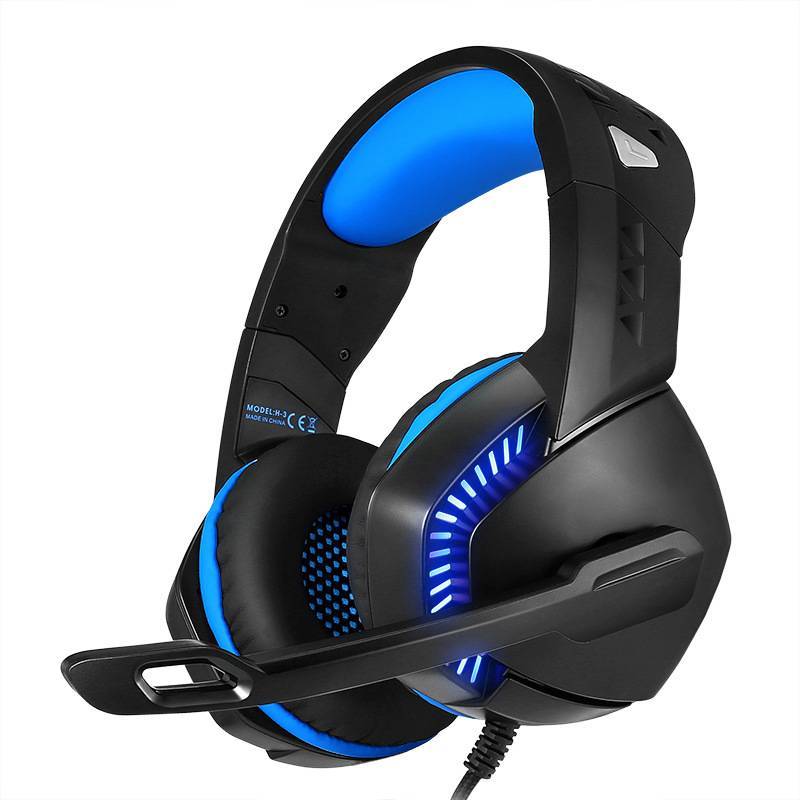 Built-in sound card dazzling optical headset Black Blue 0 - Tophatter Daily Deals