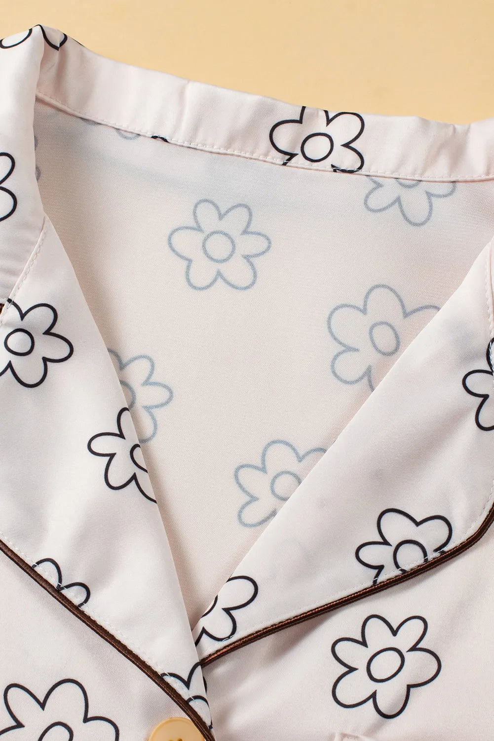 Beige Floret Printed Pajama Shorts Set Loungewear & Sleepwear/Sleepwear - Tophatter Daily Deals