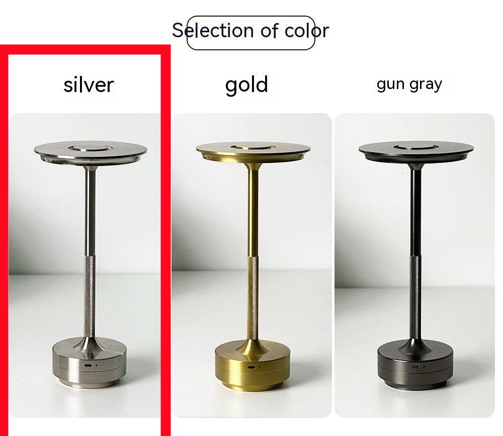 All Aluminum I-shaped Touch Table Lamp USB Charging Touch Three Colors Knurled Table Lamp Silver 0 - Tophatter Daily Deals